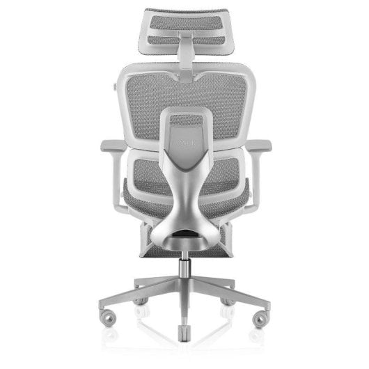Silla ergonómica Valk Myla malla blanca/gris respaldo ajustable reposapiés 4D