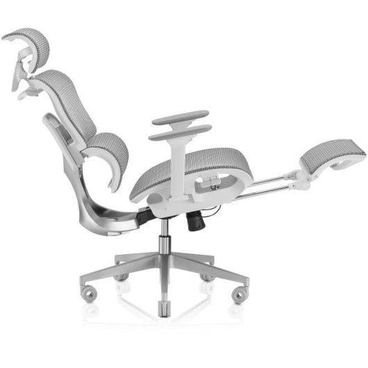 Silla ergonómica Valk Myla malla blanca/gris respaldo ajustable reposapiés 4D