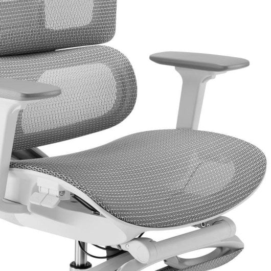 Silla ergonómica Valk Myla malla blanca/gris respaldo ajustable reposapiés 4D