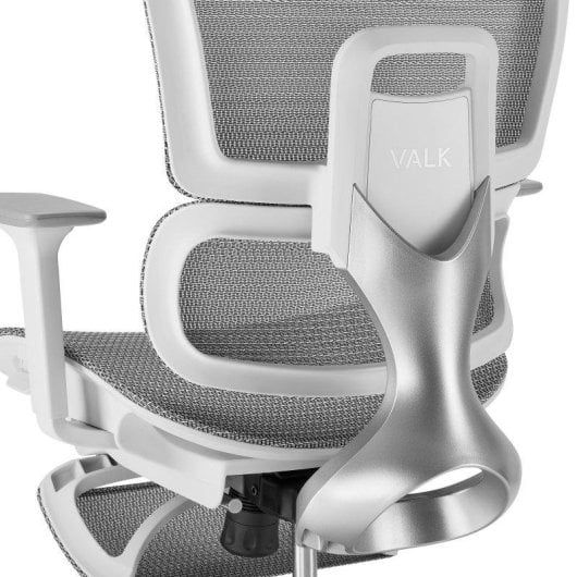 Silla ergonómica Valk Myla malla blanca/gris respaldo ajustable reposapiés 4D