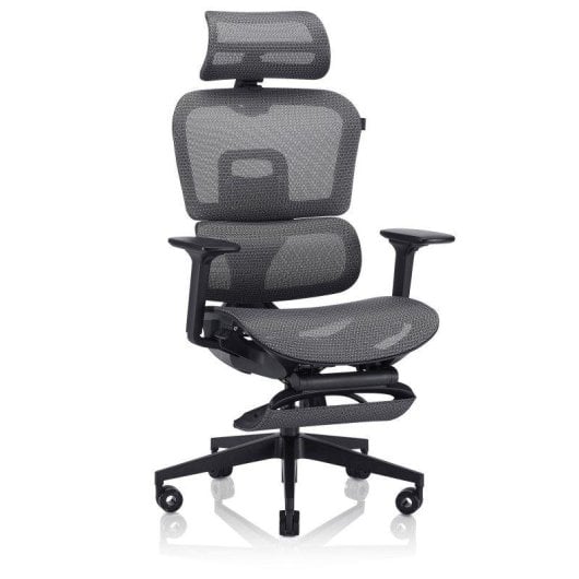 Cadeira Ergonómica Valk MYLA Malla Cinza/Preto Reposa-pés Ajustável Gaming Escritório