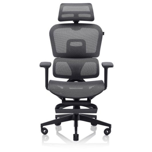 Cadeira Ergonómica Valk MYLA Malla Cinza/Preto Reposa-pés Ajustável Gaming Escritório