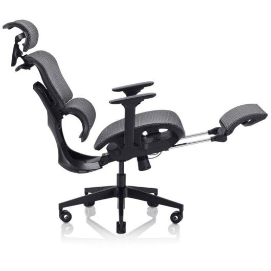 Cadeira Ergonómica Valk MYLA Malla Cinza/Preto Reposa-pés Ajustável Gaming Escritório
