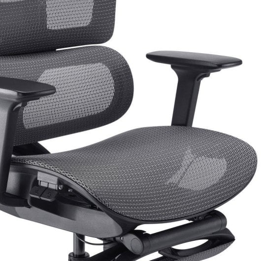 Cadeira Ergonómica Valk MYLA Malla Cinza/Preto Reposa-pés Ajustável Gaming Escritório