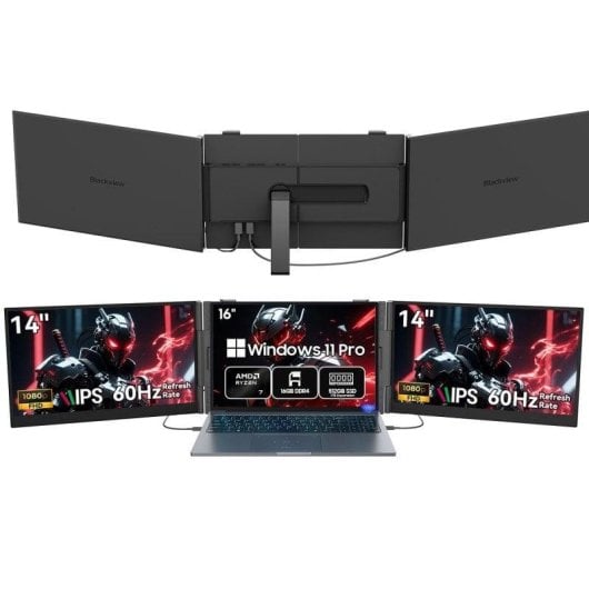 Blackview Gamibook 8 Gaming Laptop 16" AMD Ryzen 7 7735HS 16GB 512GB W11 Pro + Pantalla Portátil