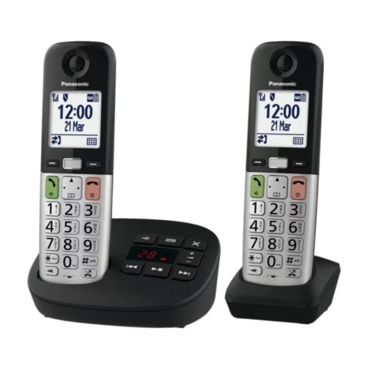 Telefon Panasonic KX-TGU432 Duo DECT kabellos 2 Mobilteile Schwarz Silber