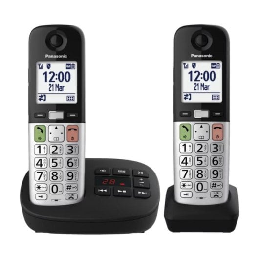 Telefon Panasonic KX-TGU432 Duo DECT kabellos 2 Mobilteile Schwarz Silber