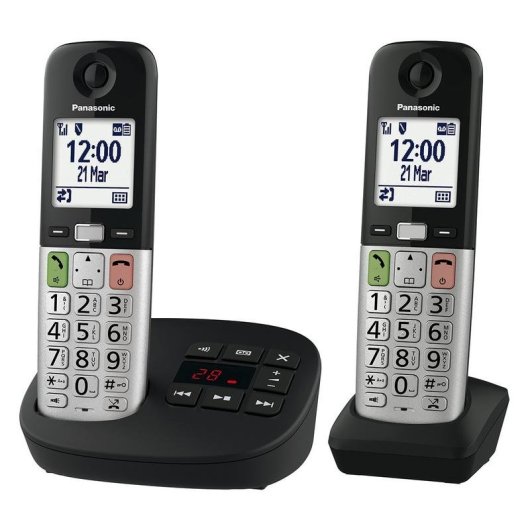 Telefon Panasonic KX-TGU432 Duo DECT kabellos 2 Mobilteile Schwarz Silber