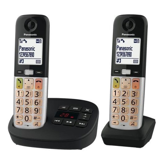 Telefon Panasonic KX-TGU432 Duo DECT kabellos 2 Mobilteile Schwarz Silber