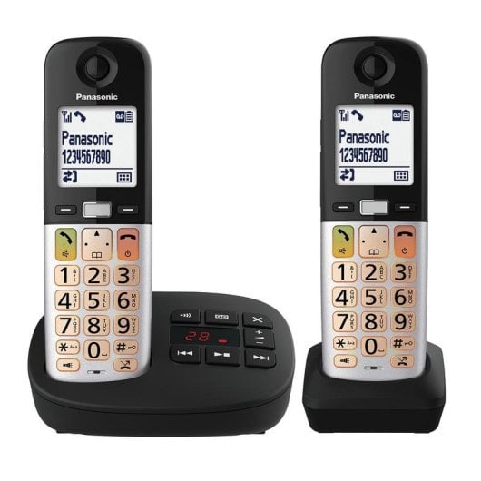 Telefon Panasonic KX-TGU432 Duo DECT kabellos 2 Mobilteile Schwarz Silber