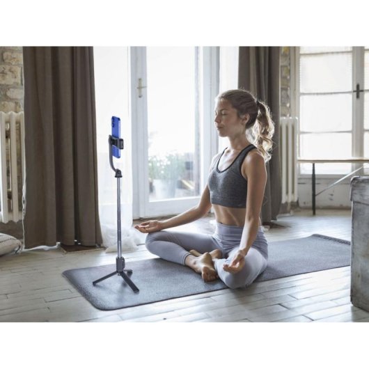 Pau Selfie Cellularline Sparkle Universal Bluetooth Tripé Luz LED Preto