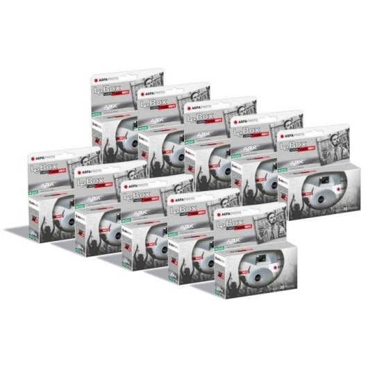 Appareil photo jetable Agfaphoto LeBox 31 mm noir et blanc pack 10