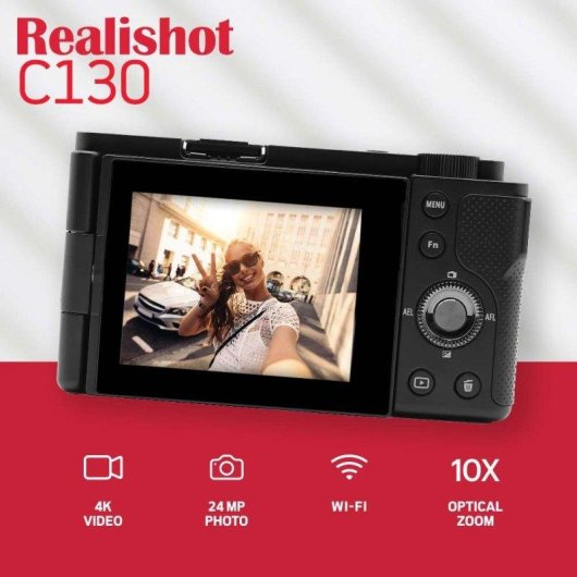 Fotocamera digitale Agfaphoto Realishot C130 16MP Wi-Fi 4K Touch SD 64GB Nero