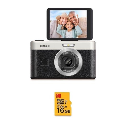 Fotocamera digitale Agfaphoto Pixpro C1 13MP, zoom 4x, schermo 2.8", nera + MicroSD 16GB