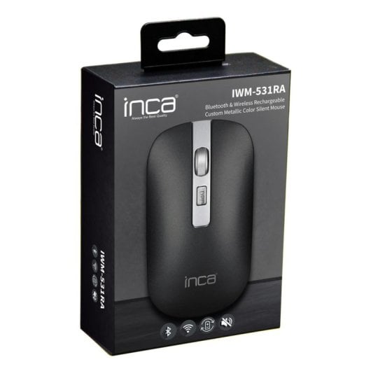 Mouse Inca IWM-531RA Bluetooth 1600 DPI Antracite Silenzioso Ricaricabile