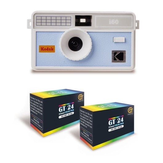 Appareil photo Agfaphoto Kodak I60 Blanc/Bleu flash manuel + 2 pellicules couleur