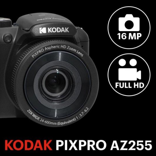 Cámara digital Kodak Pixpro AZ255 Zoom óptico 25x Gran Angular Full HD Funda