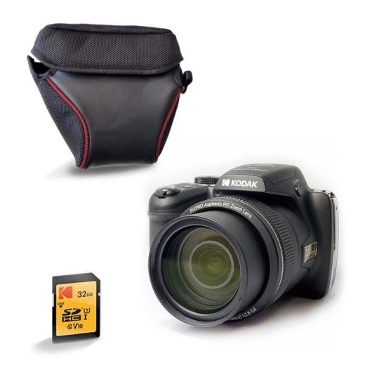 Cámara Kodak Pixpro AZ528 Bridge 16MP Zoom Óptico 52x Wi-Fi Funda Tarjeta 32GB