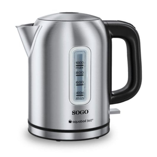 Wasserkocher Sogo KET-SS-7780 1L 2200W Edelstahl kabellos 360° Basis Automatikabschaltung