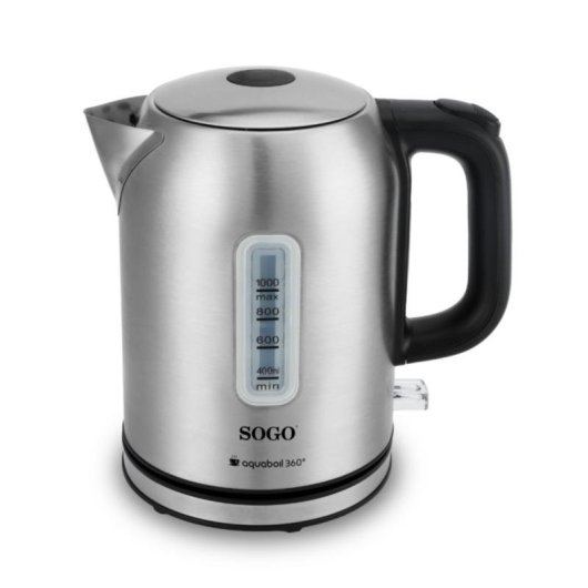 Wasserkocher Sogo KET-SS-7780 1L 2200W Edelstahl kabellos 360° Basis Automatikabschaltung