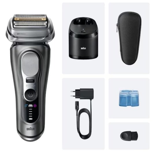Rasoio Elettrico Viso Braun Series 9 Pro+ 9655cc Senza Filo 60min Impermeabile 5 Lame Ricarica Rapida