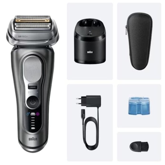 Máquina de Barbear Facial Braun Series 9 Pro+ 9655cc Recarregável 60min Seco e Molhado 5 Lâminas Carga Rápida