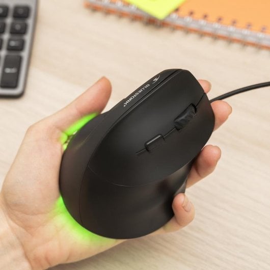 Ratón Bluestork Ergo Lumi Con Cable 3600 DPI Negro Retroiluminación RGB