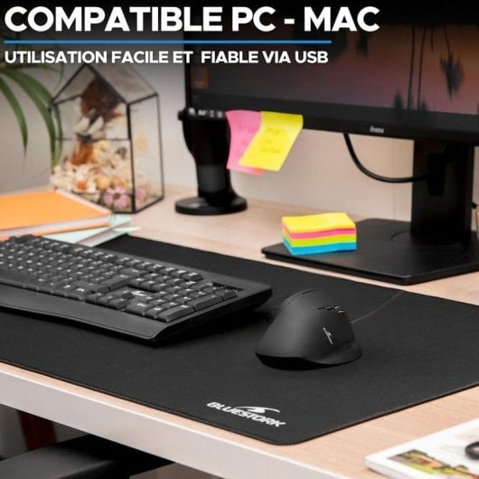 Souris Bluestork M-W-ERGO Filaire 7600 DPI Noir Ergonomique Verticale 6 Boutons