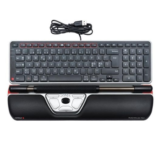 Souris Contour Design RollerMouse Red Filaire USB 2800DPI Noir Rouge Argent Repose-poignets