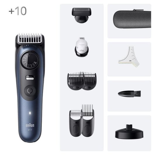 Tondeuse Homme Braun BeardTrimmer 7 BT7540 Sans Fil 40 Longueurs 120min 4 Sabots Étanche Charge Rapide