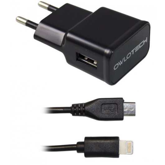 Owlotech Carregador 1A 1x USB Lighting + Micro USB