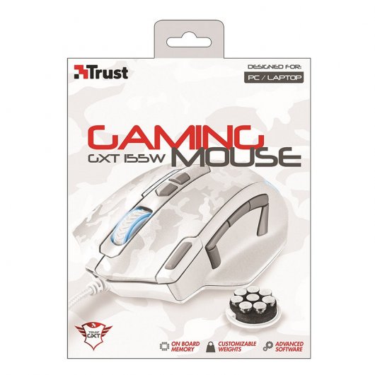 Trust GXT 155W Ratón Gaming 4000DPI Blanco Camuflaje