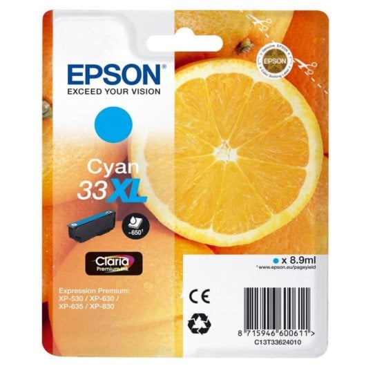 Cartucho de tinta Epson C13T33624010 XL Cyan alta capacidade