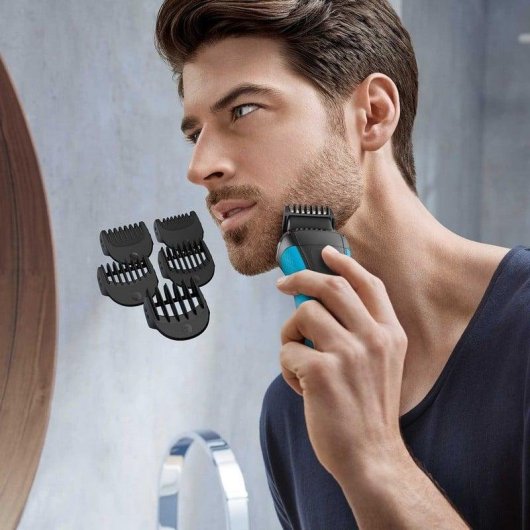 Máquina de Barbear Facial Braun Series 3 Shave&Style 3010BT Recarregável 45min Seco e Molhado 5 Ajustes Pentes Carregamento Rápido