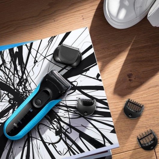 Rasoir Visage Braun Series 3 3010BT Sans Fil 45min Sec et Humide 5 Réglages 5 Sabots Charge Rapide
