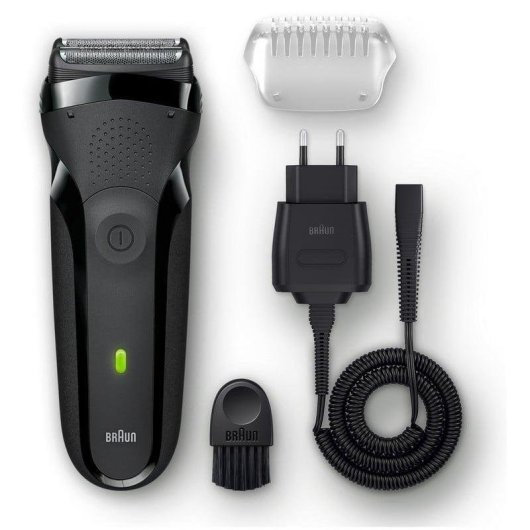 Máquina de Barbear Facial Braun Series 3 300s Recarregável 20min A Seco 3 Lâminas Carga Rápida