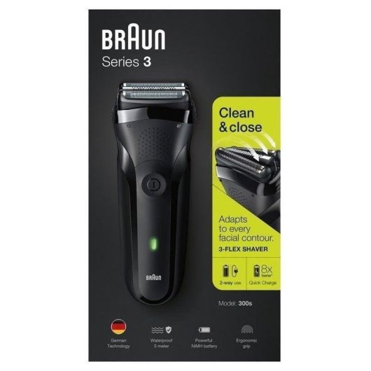 Rasoir Visage Braun Series 3 300s Sans Fil 20min Sec 3 Lames Charge Rapide