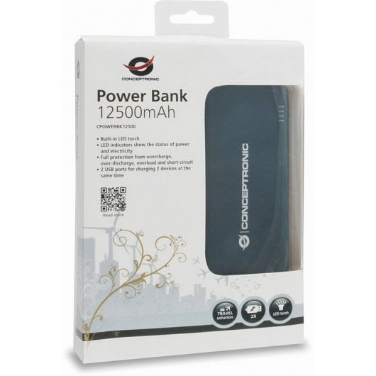 Conceptronic Powerbank 12500mAh con Linterna