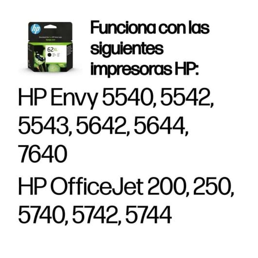 HP 62XL Cartucho Tinta Alta Capacidad Original Negro