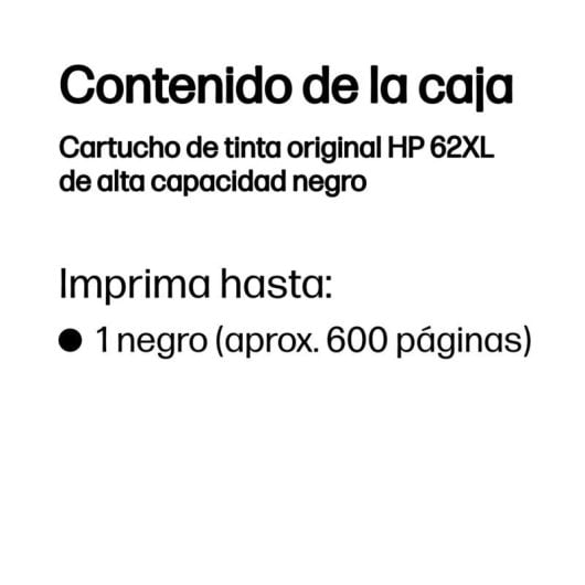 HP 62XL Cartucho Tinta Alta Capacidad Original Negro