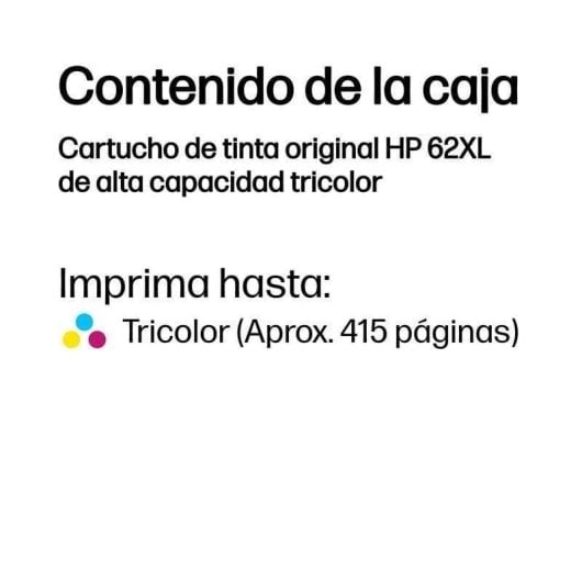 HP 62XL Cartucho Tinta Alta Capacidad Original Tricolor
