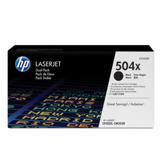 HP 504X Pack Ahorro Tóner Original Laserjet Alta Capacidad Negro