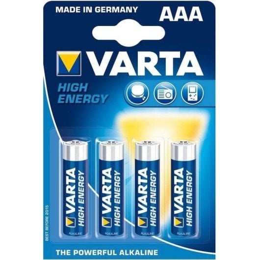 Pilha Varta High Energy AAA LR03 Alcalina Pack 4 Cilíndrica 1,5V