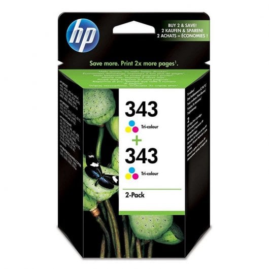 HP 343 Pack de 2 Cartuchos de Tinta Original Tricolor