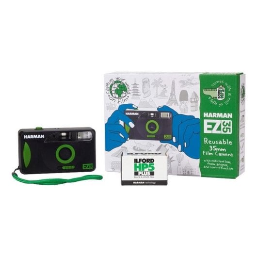 Câmara Analógica Ilford Harman EZ-35 Reutilizável 35mm Objetiva 31mm f/11 Flash Preto/Verde