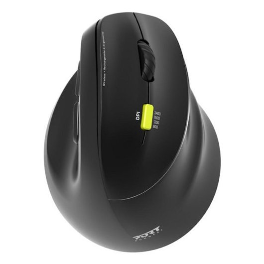 Ratón Port Designs 910007 Wireless Bluetooth RF 2400DPI Schwarz Ergonomisch USB-C Recargable