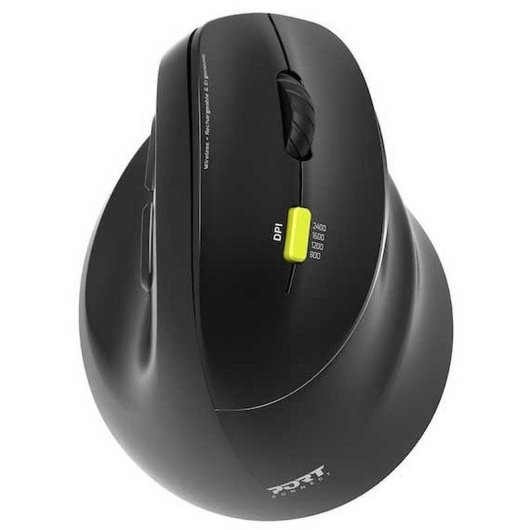 Ratón Port Designs 910007 RF Bluetooth 2400 DPI Schwarz Vertikal Wiederaufladbar