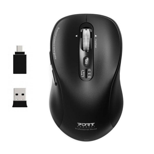Maus Port Designs 900707C RF Wireless Bluetooth 3200 DPI Schwarz Wiederaufladbar
