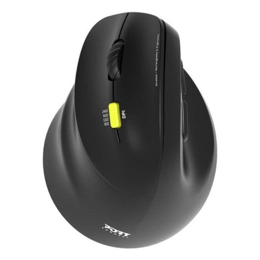 Maus Port Designs 910008 Bluetooth 2400 DPI Schwarz Ergonomisch Vertikal Linkshänder