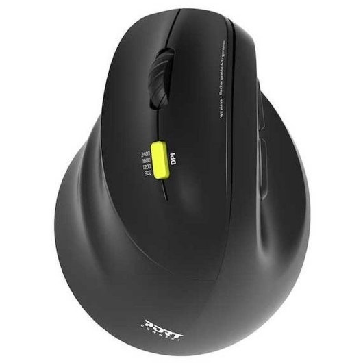 Maus Port Designs 910008 Bluetooth 2400 DPI Schwarz Ergonomisch Vertikal Linkshänder